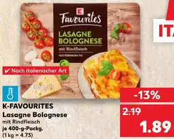 Kaufland K-FAVOURITES Lasagne Bolognese Angebot