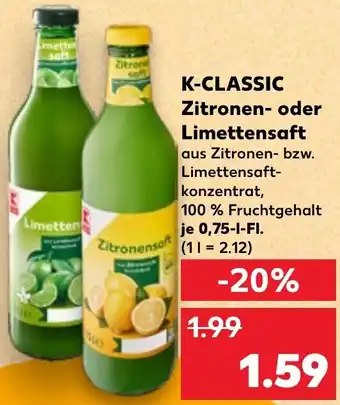 Kaufland K-CLASSIC Zitronen- oder Limettensaft Angebot