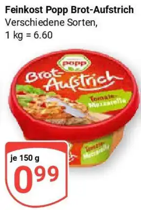 Globus Feinkost Popp Brot-Aufstrich Angebot
