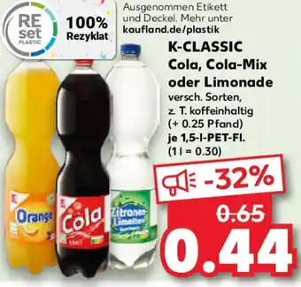 Kaufland K-CLASSIC Cola, Cola-Mix oder Limonade Angebot