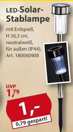 Sonderpreis Baumarkt LED-Solar- Stablampe Angebot