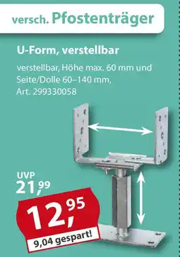 Sonderpreis Baumarkt versch. Pfostenträger U-Form, verstellbar Angebot