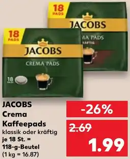 Kaufland JACOBS Crema Kaffeepads Angebot