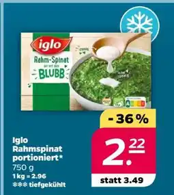 NETTO Iglo Rahmspinat portioniert Angebot