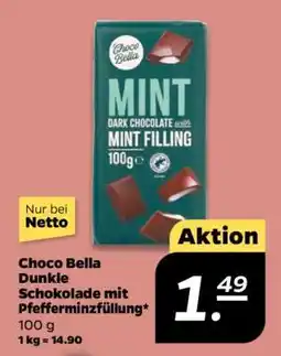 NETTO Choco Bella Dunkle Schokolade mit Pfefferminzfüllung Angebot