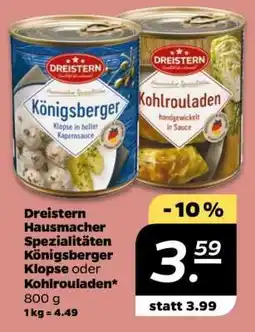 NETTO Dreistern Hausmacher Spezialitäten Königsberger Klopse oder Kohlrouladen Angebot