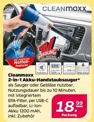 NETTO CLEANmaxx 2-in-1 Akku-Handstaubsauger Angebot