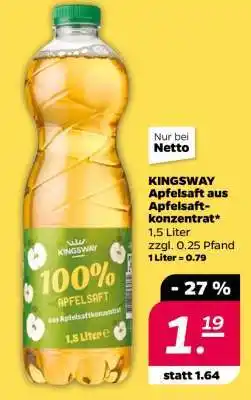 NETTO KINGSWAY Apfelsaft aus Apfelsaftkonzentrat Angebot