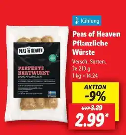 Lidl Peas of Heaven Pflanzliche Würste Angebot
