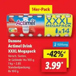 Lidl Danone Actimel Drink XXXL Megapack Angebot