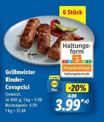 Lidl Grillmeister Rinder- Cevapcici Angebot