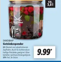 Lidl SANSIBAR Getränkespender Angebot