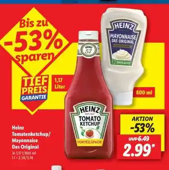 Lidl Heinz Tomatenketchup/ Mayonnaise Das Original Angebot