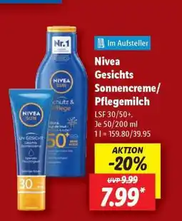 Lidl Nivea Gesichts Sonnencreme/Pflegemilch Angebot