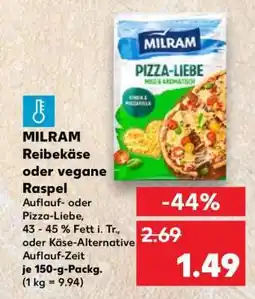 Kaufland MILRAM Reibekäse oder vegane Raspel Angebot