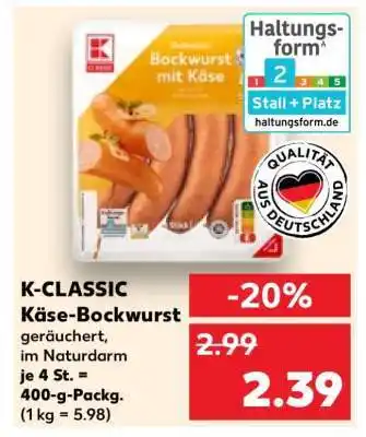 Kaufland K-CLASSIC Käse-Bockwurst Angebot