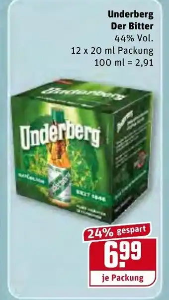 REWE Underberg Der Bitter 12x20ml / 100ml Angebot