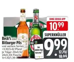 Edeka Beck's oder Bitburger Pils Angebot