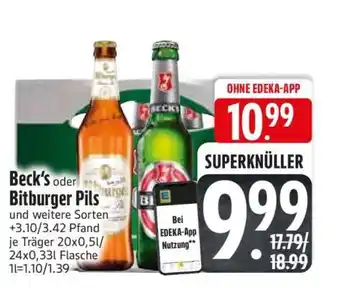 Edeka Beck's oder Bitburger Pils Angebot