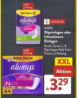 Aldi Süd ALWAYS Slips or Incontinence Pads Angebot