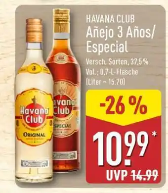 Aldi Nord HAVANA CLUB Añejo 3 Años/Especial Angebot