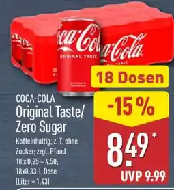 Aldi Nord COCA-COLA original taste/zero sugar Angebot