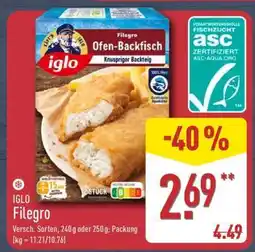 Aldi Nord IGLO Filegro Angebot
