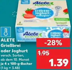 Kaufland ALETE Grießbrei oder Joghurt Angebot