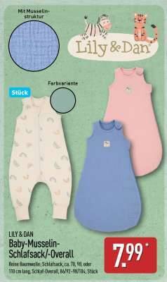 LILY & DAN Baby-Musselin-Schlafsack/-Overall Angebot bei Aldi Nord