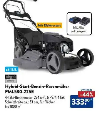 Aldi Nord Hybrid-Start-Benzin-Rasenmäher PML530-225E Angebot