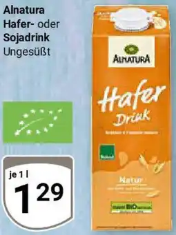 Globus Alnatura Hafer- oder Sojadrink Angebot