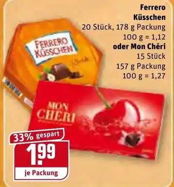 REWE Ferrero Küsschen oder Mon Chéri 178g,100g / 157g,100g Angebot