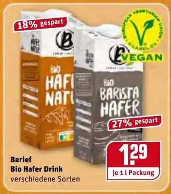 REWE Berief Bio Hafer Drink 1L Angebot