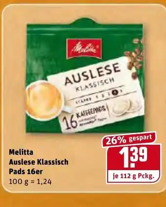 REWE Melitta Auslese Klassisch Pads 16er 100g Angebot