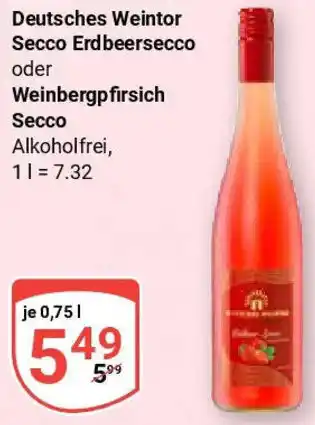 Globus Deutsches Weintor Secco Erdbeersecco oder Weinbergpfirsich Secco Angebot