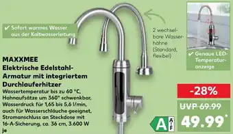 Kaufland MAXXMEE Elektrische Edelstahl Armatur mit integriertem Durchlauferhitzer Angebot