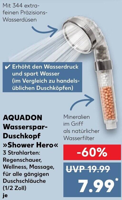 AQUADON Wasserspar Duschkopf Shower Hero Angebot bei Kaufland
