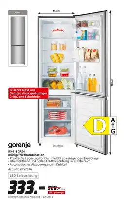 MediaMarkt Gorenje rk418dps4 kühlgefrierkombination Angebot