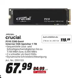 MediaMarkt Crucial p310 2280 gen4 interner ssd-speicher 1 tb Angebot