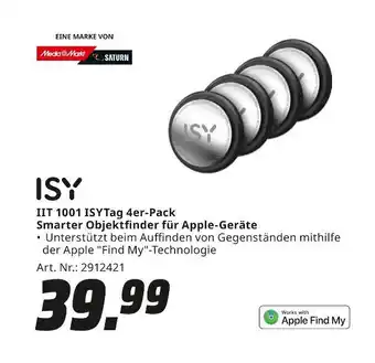 MediaMarkt Isy iit 1001 isytag 4er-pack smarter objektfinder für apple-geräte Angebot