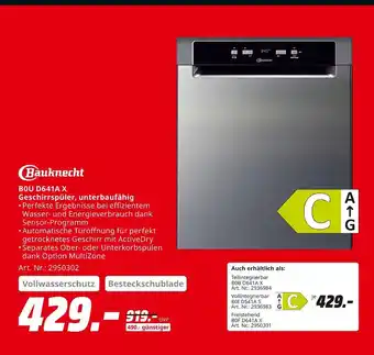 MediaMarkt Bauknecht bou d641a x geschirrspüler, unterbaufähig Angebot