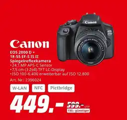 MediaMarkt Canon eos 2000 d + 18-55 ef-s is ii spiegelreflexkamera Angebot