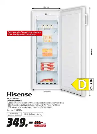 MediaMarkt Hisense fv191n4awd gefrierschrank Angebot