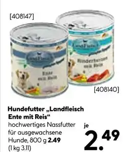 Hellweg Hundefutter landfleisch ente mit reis Angebot