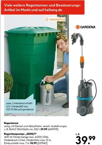 Hellweg Garantia regentonne oder regenfasspumpe „4000/1“ Angebot
