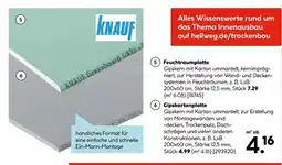 Hellweg Knauf feuchtraumplatte oder gipskartonplatte Angebot
