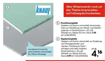 Hellweg Knauf feuchtraumplatte oder gipskartonplatte Angebot