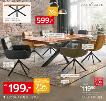 XXXLutz Esstisch, leder-armlehnstuhl, handwebteppich Angebot