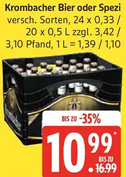 Edeka Krombacher Bier oder Spezi Angebot