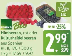 Edeka EDEKA Bio Himbeeren, rot oder Kulturheidelbeeren Angebot